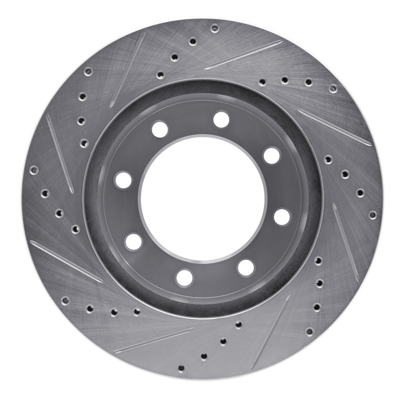 Ford F-250 Super Duty Brake Rotor (1) - Front Right - R1 Concepts - Drilled & Slotted - Silver - `05-`12